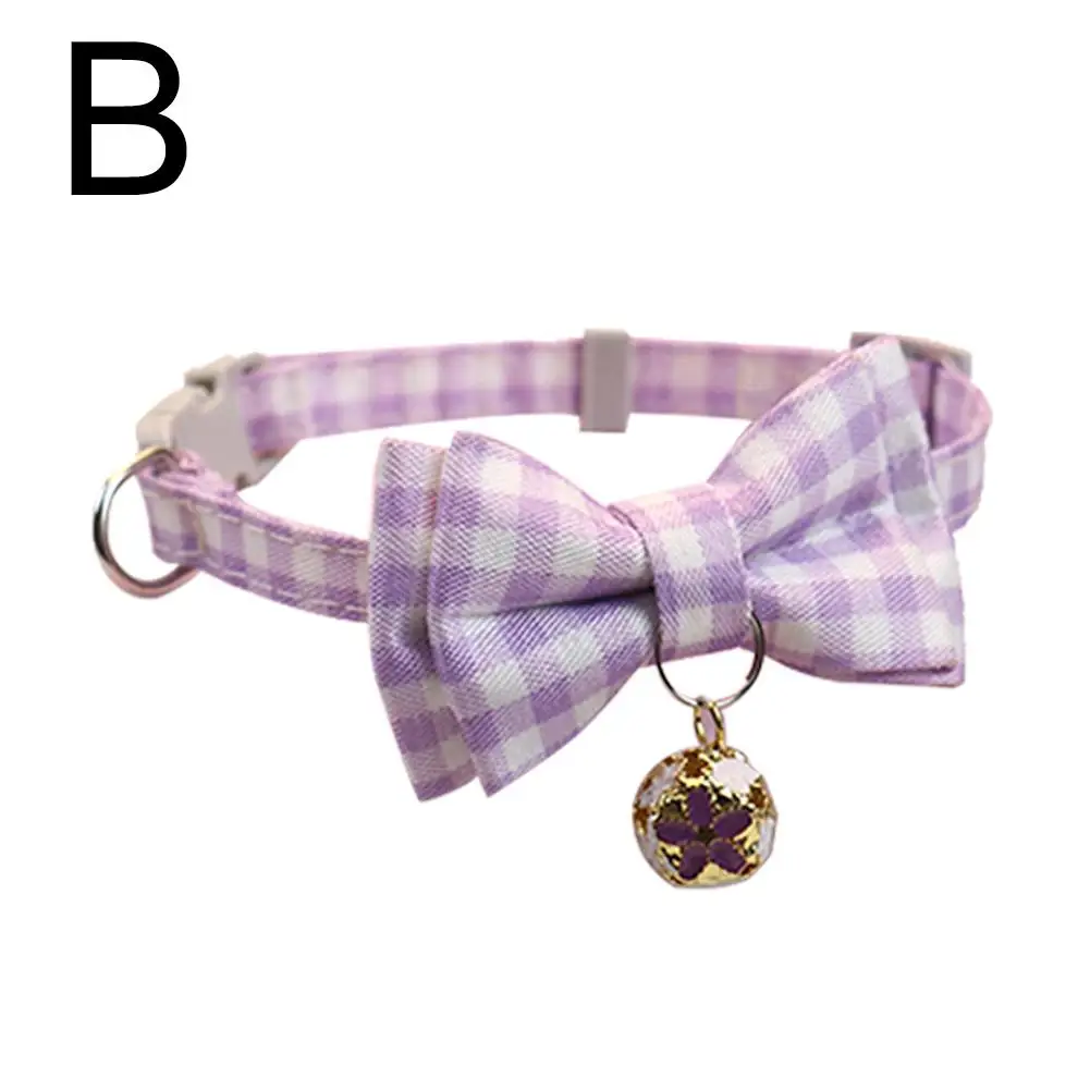 Lattice Bow Pet Cat Collar With Bell Adjustable Pet Collar Bownot Safety Necklace for Puppy Kitten Cat Cute Pattern Pet Supplies