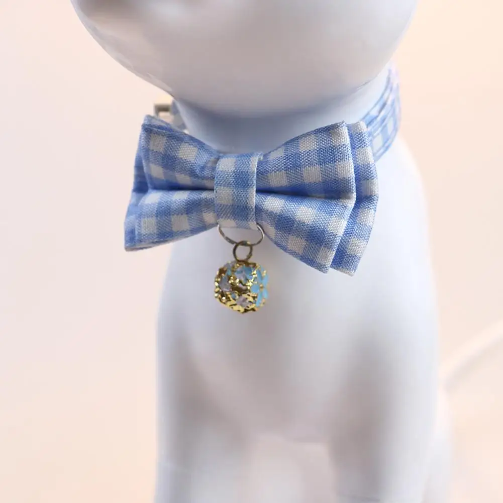 Lattice Bow Pet Cat Collar With Bell Adjustable Pet Collar Bownot Safety Necklace for Puppy Kitten Cat Cute Pattern Pet Supplies