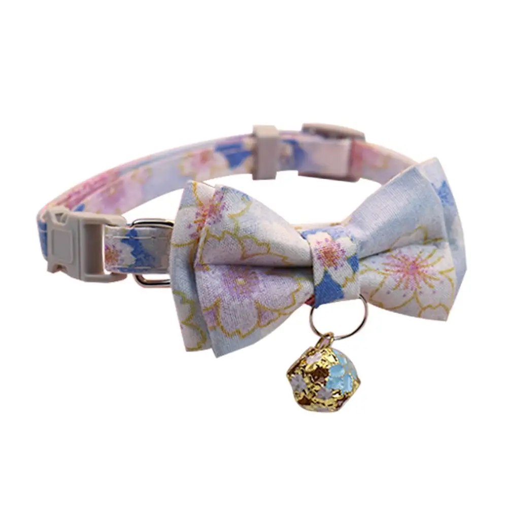 Lattice Bow Pet Cat Collar With Bell Adjustable Pet Collar Bownot Safety Necklace for Puppy Kitten Cat Cute Pattern Pet Supplies