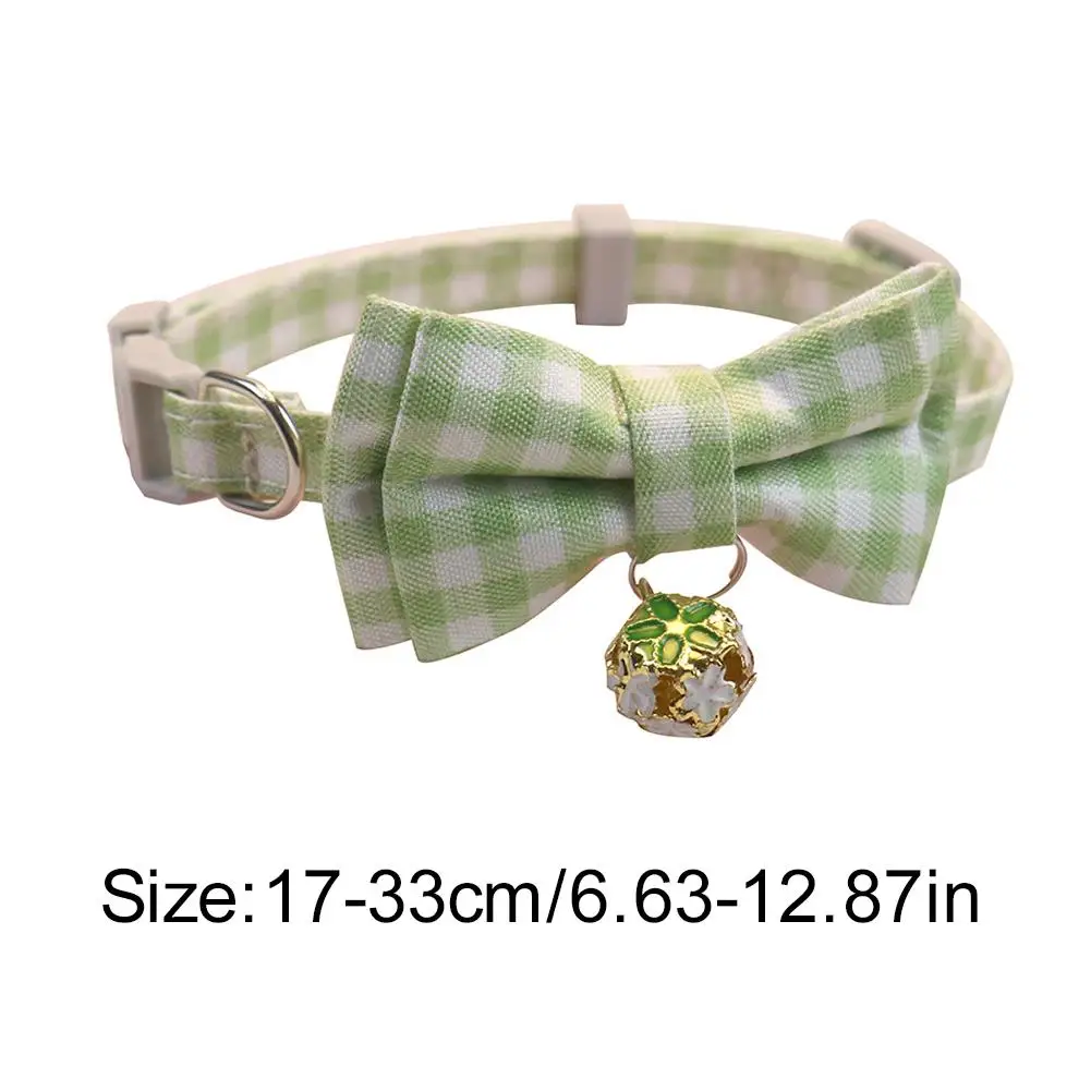 Lattice Bow Pet Cat Collar With Bell Adjustable Pet Collar Bownot Safety Necklace for Puppy Kitten Cat Cute Pattern Pet Supplies