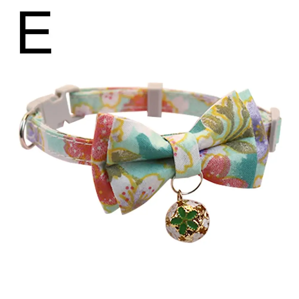 Lattice Bow Pet Cat Collar With Bell Adjustable Pet Collar Bownot Safety Necklace for Puppy Kitten Cat Cute Pattern Pet Supplies