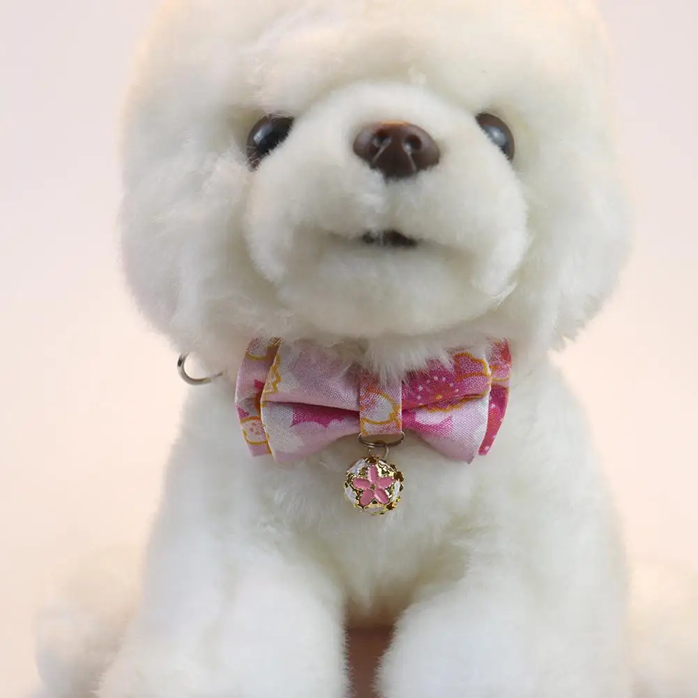 Lattice Bow Pet Cat Collar With Bell Adjustable Pet Collar Bownot Safety Necklace for Puppy Kitten Cat Cute Pattern Pet Supplies