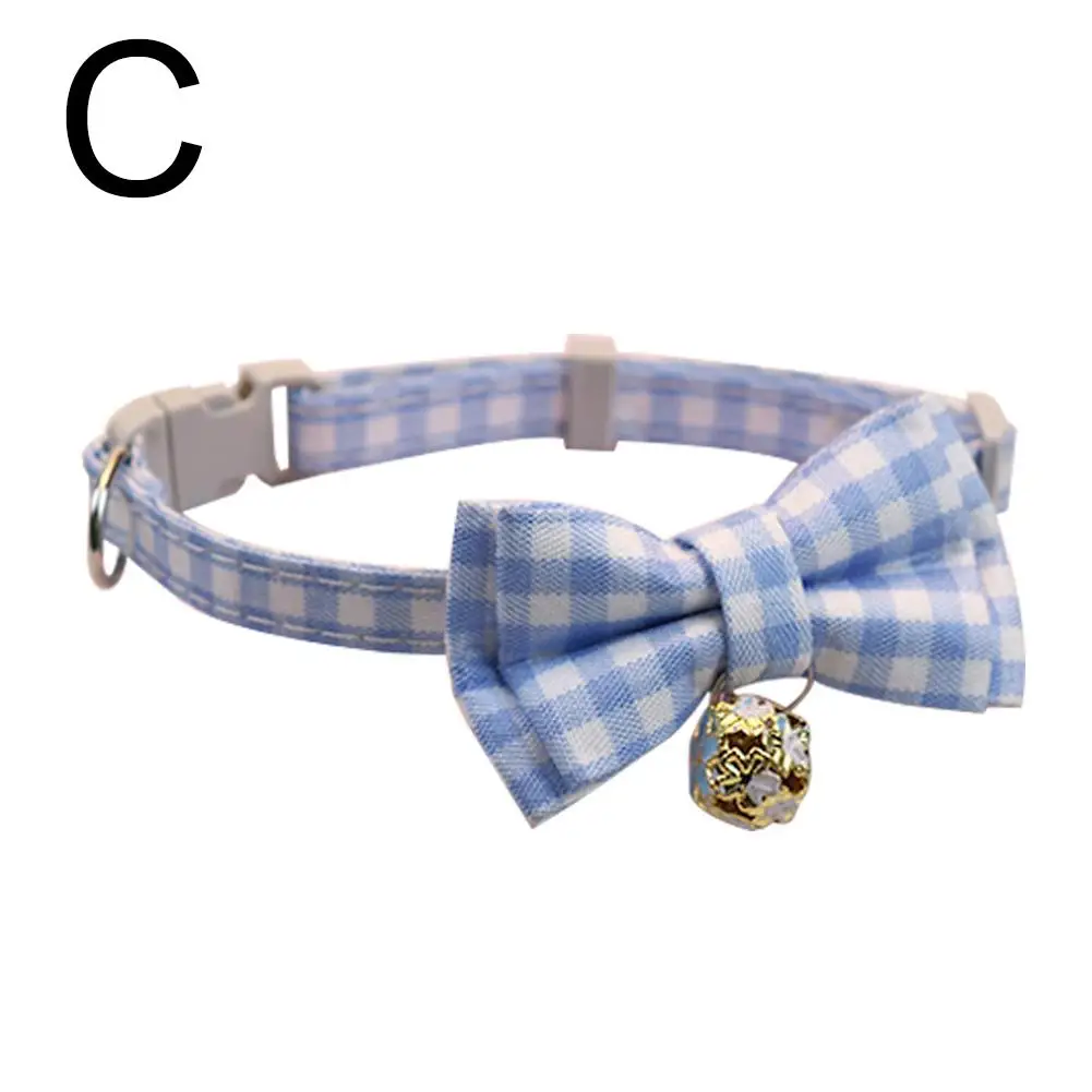 Lattice Bow Pet Cat Collar With Bell Adjustable Pet Collar Bownot Safety Necklace for Puppy Kitten Cat Cute Pattern Pet Supplies