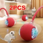 Cat Interactive Ball Toy, Automatic Rolling Ball with Tail, Rechargeable Smart Pet Interactive Toy, Intelligent Mouse for Cat