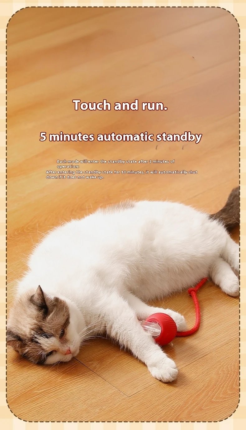 Cat Interactive Ball Toy, Automatic Rolling Ball with Tail, Rechargeable Smart Pet Interactive Toy, Intelligent Mouse for Cat