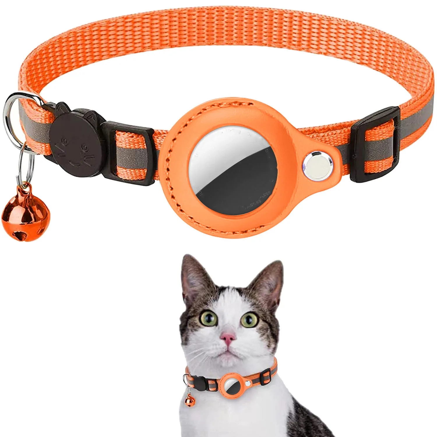 Cat AirTag Holder Collar Breakaway Reflective Strips Adjustable Kitten Collar Waterproof Cat Bell Collar Pet Air Tag Case Cat AirTag Holder Collar Breakaway Reflective Strips Adjustable Kitten Collar Waterproof Cat Bell Collar Pet Air Tag Case