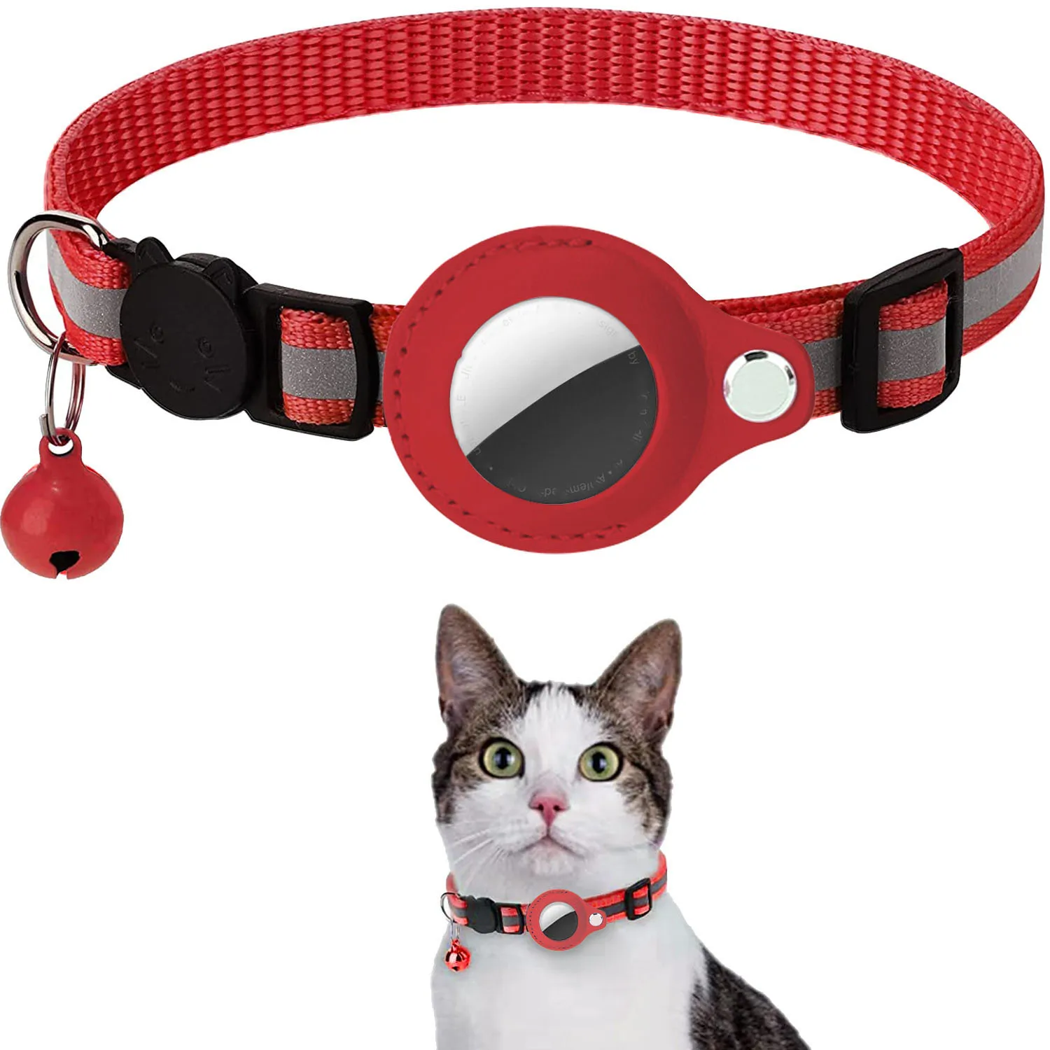 Cat AirTag Holder Collar Breakaway Reflective Strips Adjustable Kitten Collar Waterproof Cat Bell Collar Pet Air Tag Case Cat AirTag Holder Collar Breakaway Reflective Strips Adjustable Kitten Collar Waterproof Cat Bell Collar Pet Air Tag Case