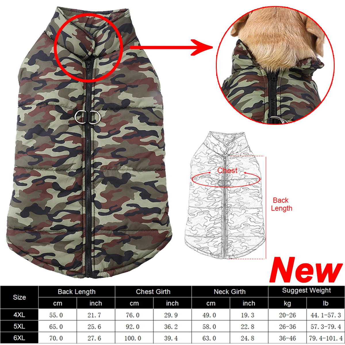 Winter Dog Clothes Coat Waterproof Puppy Cat Jacket For Large Dogs Camouflage Print Warm Windproof Pet Labrodor Apparel Costume Winter Dog Clothes Coat Waterproof Puppy Cat Jacket For Large Dogs Camouflage Print Warm Windproof Pet Labrodor Apparel Costume