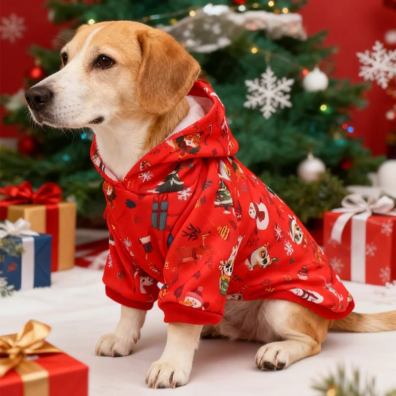 New Arrival Pet Christmas Hoodie Dog Holiday Clothes Festive Pet Apparel