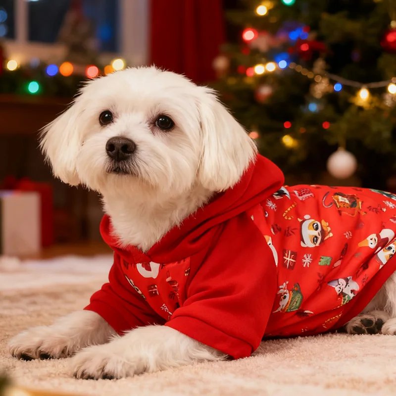 New Arrival Pet Christmas Hoodie Dog Holiday Clothes Festive Pet Apparel