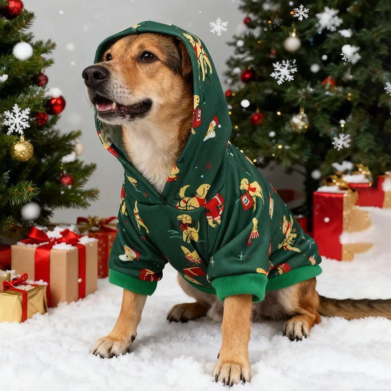 New Arrival Pet Christmas Hoodie Dog Holiday Clothes Festive Pet Apparel