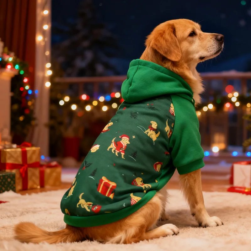 New Arrival Pet Christmas Hoodie Dog Holiday Clothes Festive Pet Apparel