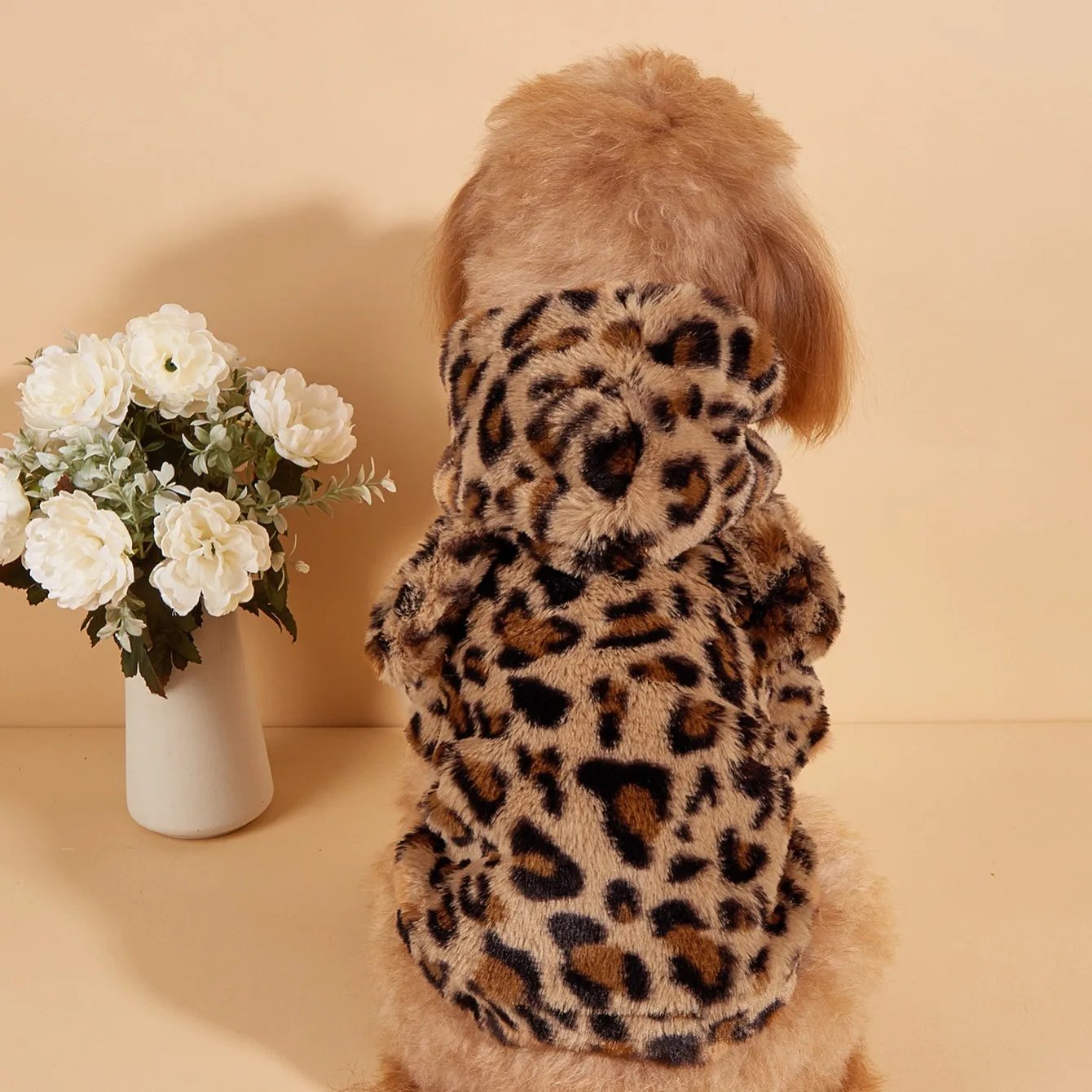 Pet Hoodie For Small & Medium Dogs, Leopard Dog Hoodie With Ears, Plush Dog Clothes, Pet Apparel Pet Hoodie For Small & Medium Dogs, Leopard Dog Hoodie With Ears, Plush Dog Clothes, Pet Apparel