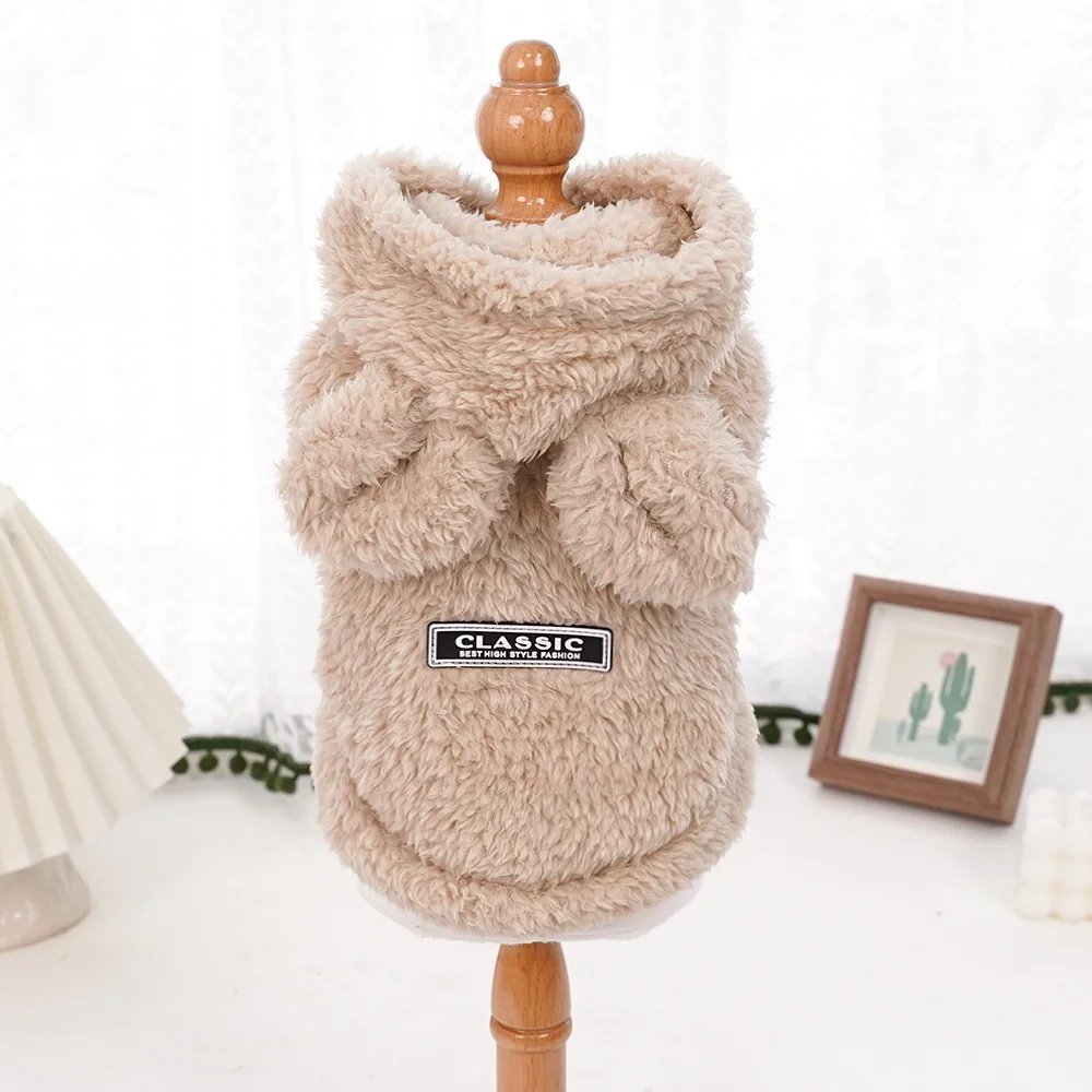 Pet Dog Soft Fleece Clothes Cute Hoodie Coat for Small Medium Dogs Cats Autumn Winter Puppy Hooded Jacket Sweater Pug Apparel