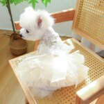 1PC Pet Apparel Dog Spring/Summer Breathable White Wedding Dress Princess Dress with Pulling Cord Button For Small Medium Dogs - Image 4