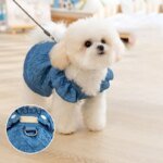 Denim Dog Dresses for Small Dogs Puppy Girl Clothes with Leash Ring Flying Sleeves Summer Cat Apparel Blue Chihuahua Outfits - Image 5