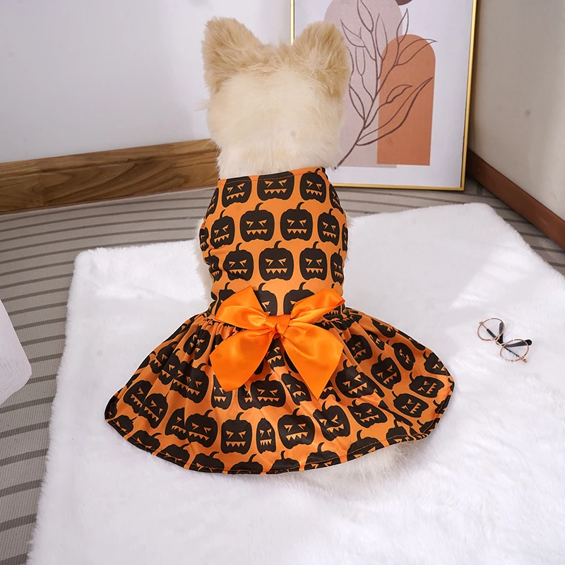 Pumpkin Pet Skirt for Small to Medium Dogs Teddy Bichon Poodle Dog Clothes Popular Style Pet Apparel for Halloween