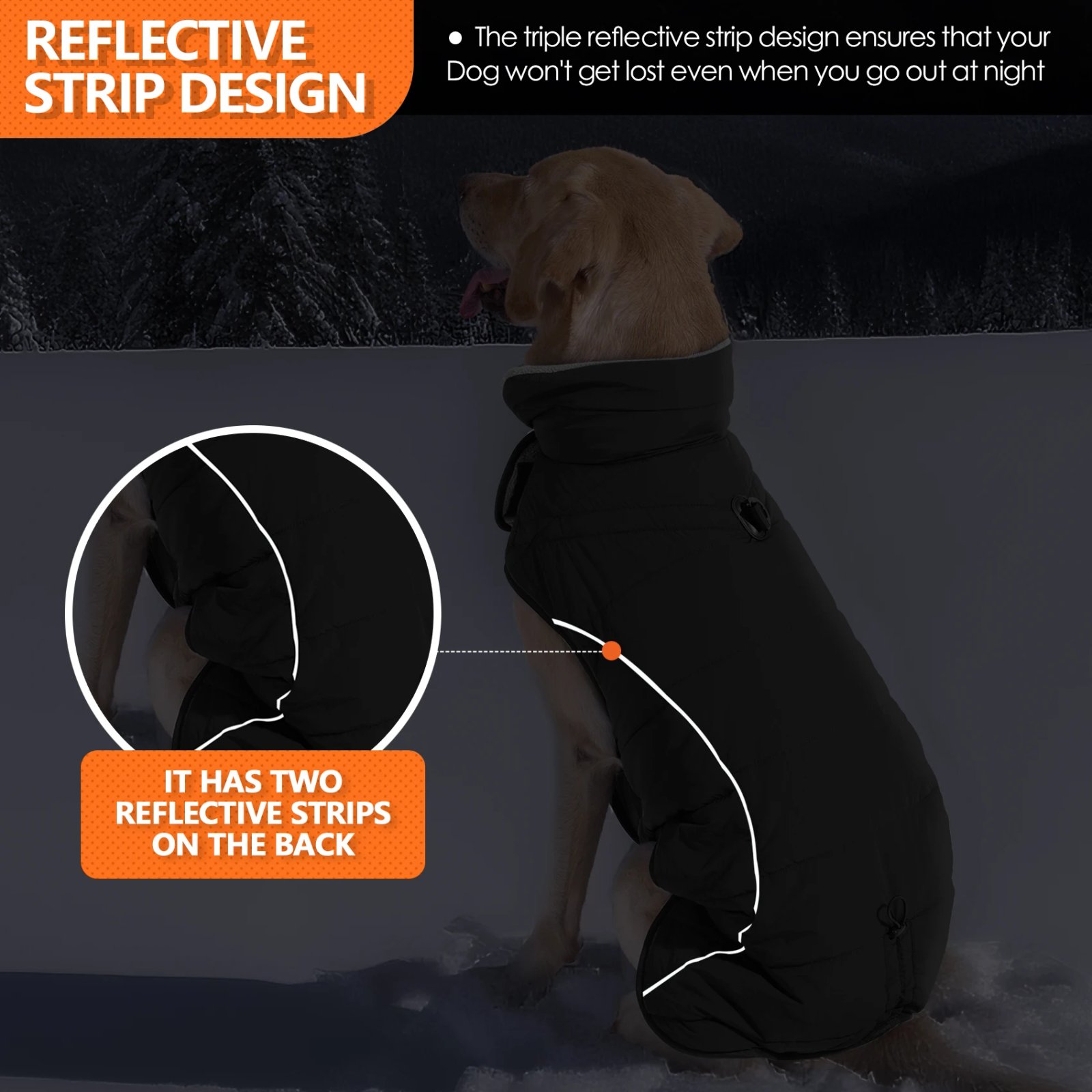 Dog Coat, Waterproof Winter Jacket,Warm Windproof Jacket, Reflective Adjustable Turtleneck Coats for Dogs with Hook & Loop