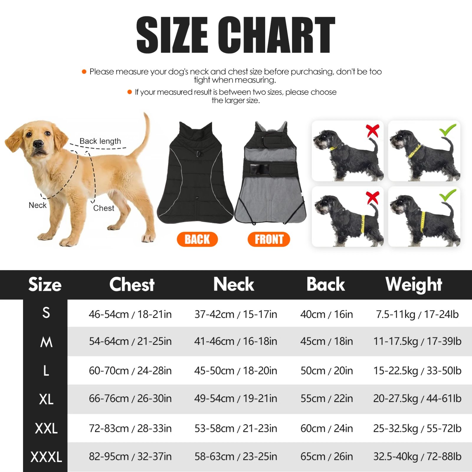 Dog Coat, Waterproof Winter Jacket,Warm Windproof Jacket, Reflective Adjustable Turtleneck Coats for Dogs with Hook & Loop