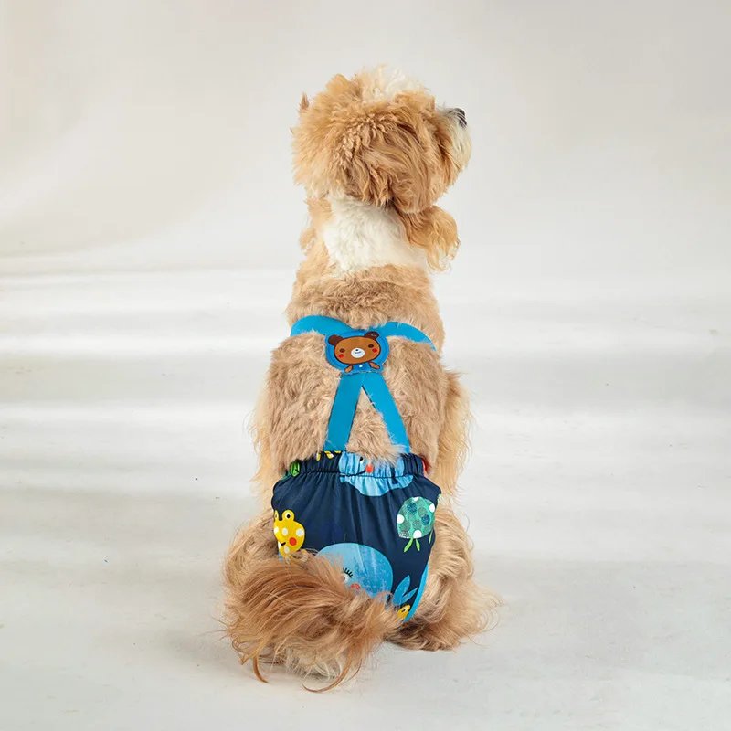 New Cartoon Print Pet Dog Shorts Diaper Sanitary Physiological Pants Washable Female Short Panties Menstruation Underwear Briefs