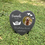 Personalized Pet Memorial Stone with Photo Printing Dog Grave Marker Plaque Custom Pet Memorial Garden Stone Slate with Name