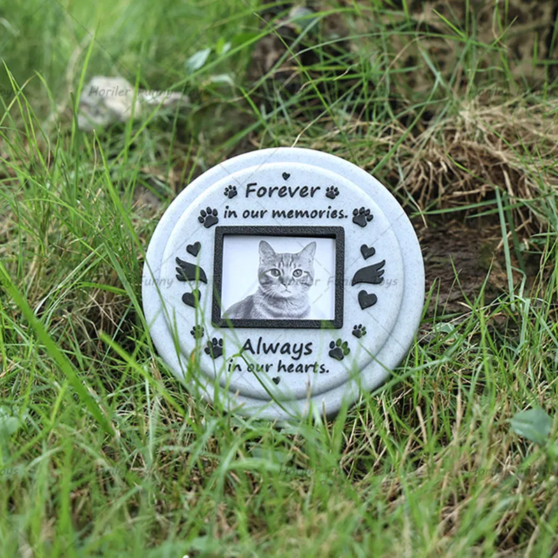 Paw Printing Pet Memorial Plaque 3D Printed Pet Tombstone Simulation Memorial Stone Dog Cat Photo Frame Pet Remembrance Gift