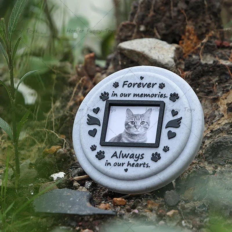 Paw Printing Pet Memorial Plaque 3D Printed Pet Tombstone Simulation Memorial Stone Dog Cat Photo Frame Pet Remembrance Gift