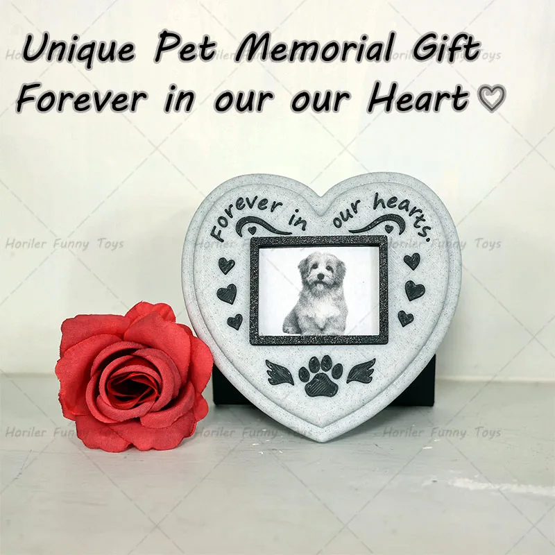 Paw Printing Pet Memorial Plaque 3D Printed Pet Tombstone Simulation Memorial Stone Dog Cat Photo Frame Pet Remembrance Gift