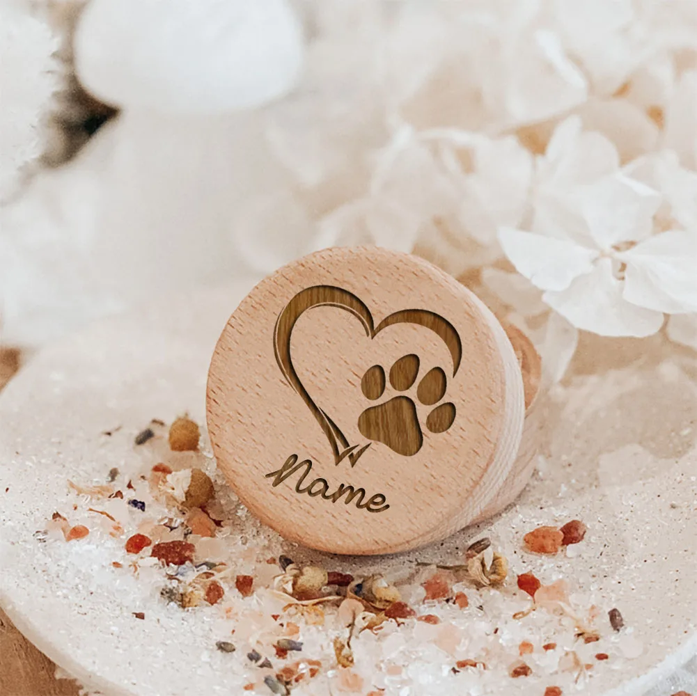 Personalized Custom Name Wooden Carving Pet Hair Storage Box Pet Supplies Dog Save Teeth Memorial Boxes Pet Lost Memorial Gifts