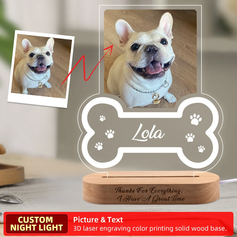 Custom Dog Photo Night Light Pet Memoral Gift Light Up Pet Memorial Plaque Cat Photo Gift Personalized Gift for Pet Loss Custom Dog Photo Night Light Pet Memoral Gift Light Up Pet Memorial Plaque Cat Photo Gift Personalized Gift for Pet Loss