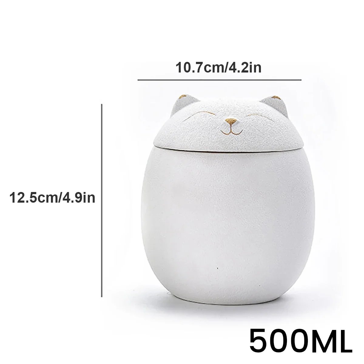 500ml Black/White Urn for Pet Ashes Cat Shape Memorial Cremation Urns-Handcrafted Decorative Urns for Funeral Cat urn Dog urn
