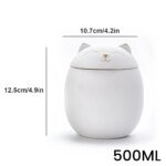 500ml Black/White Urn for Pet Ashes Cat Shape Memorial Cremation Urns-Handcrafted Decorative Urns for Funeral Cat urn Dog urn