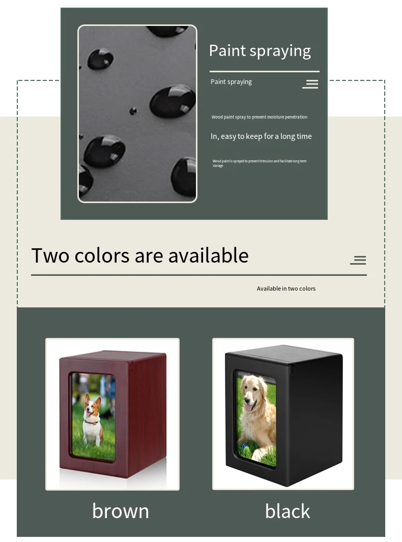 Wooden Pet Dog Cat Urn Photo Cinerary Casket Memorial Box urnen voor menselijk as  cat memorial