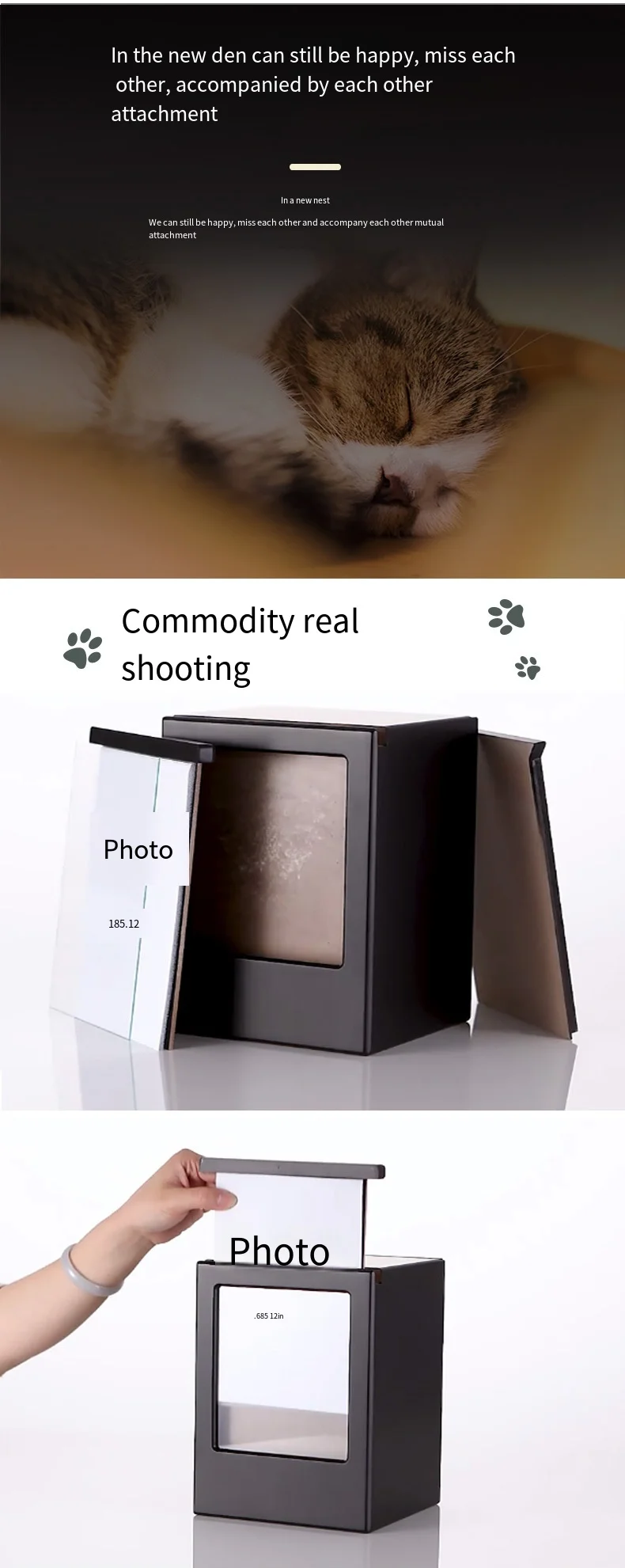 Wooden Pet Dog Cat Urn Photo Cinerary Casket Memorial Box urnen voor menselijk as  cat memorial