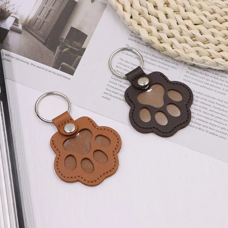 Pet Hair Memorial Keychain PU Leather Keepsake Locket for Cat Dog Fur Pet Hair Storage Pendant Handbag Hanging Accessories