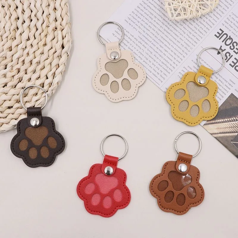 Pet Hair Memorial Keychain PU Leather Keepsake Locket for Cat Dog Fur Pet Hair Storage Pendant Handbag Hanging Accessories