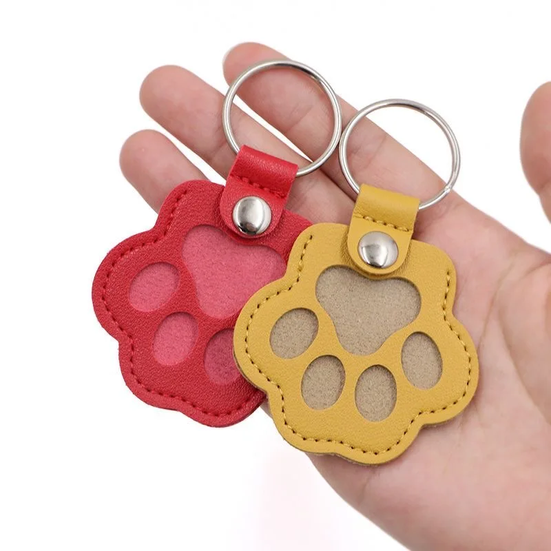 Pet Hair Memorial Keychain PU Leather Keepsake Locket for Cat Dog Fur Pet Hair Storage Pendant Handbag Hanging Accessories