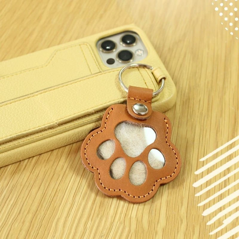 Pet Hair Commemorative Keychain Pu Leather Cat And Dog Fur Souvenir Keychain Dog Paw Pendant Pet Hair Storage Pendant Decoration