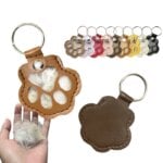 Pet Hair Commemorative Keychain Pu Leather Cat And Dog Fur Souvenir Keychain Dog Paw Pendant Pet Hair Storage Pendant Decoration - Image 2