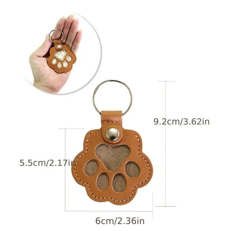 Pet Hair Commemorative Keychain Pu Leather Cat And Dog Fur Souvenir Keychain Dog Paw Pendant Pet Hair Storage Pendant Decoration