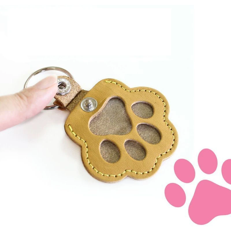 Pet Hair Commemorative Keychain Pu Leather Cat And Dog Fur Souvenir Keychain Dog Paw Pendant Pet Hair Storage Pendant Decoration