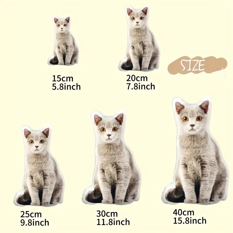 A customizable pet pillow, personalized 3D portrait plush toy for cats and dogs, mini animal pillow toy