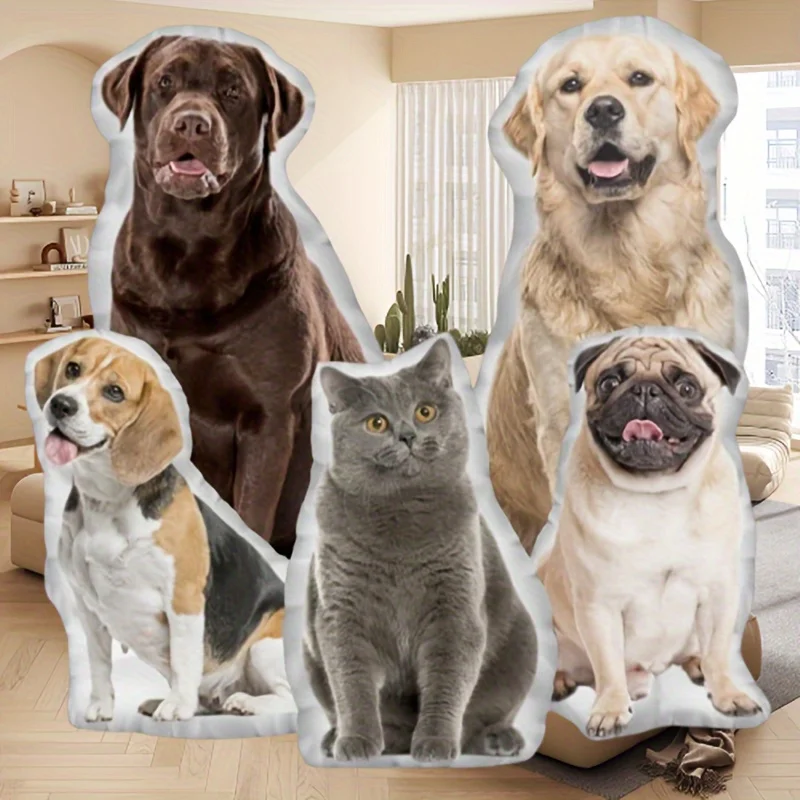 Personalized pet pillow with photo customization plush dog and cat seat cushion, double-sided 3D printing