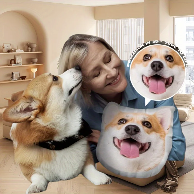 Personalized pet pillow with photo customization plush dog and cat seat cushion, double-sided 3D printing