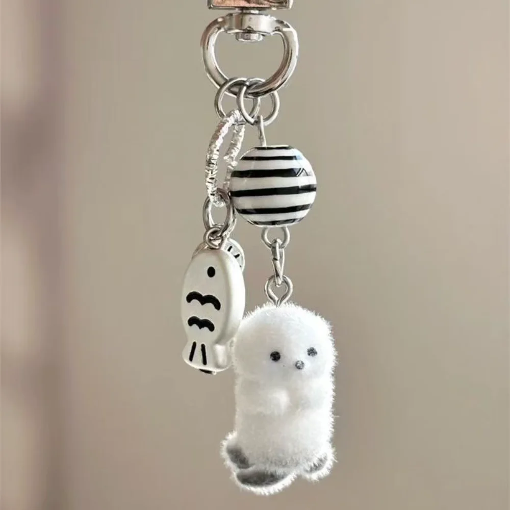 35645-a6s2b9.png Flocking Cartoon Keychain Cute Seal Penguin Polar Bear Pendant Bag Decoration Keyring Car Key Holder Keychains Gift Fashionable - Image 1