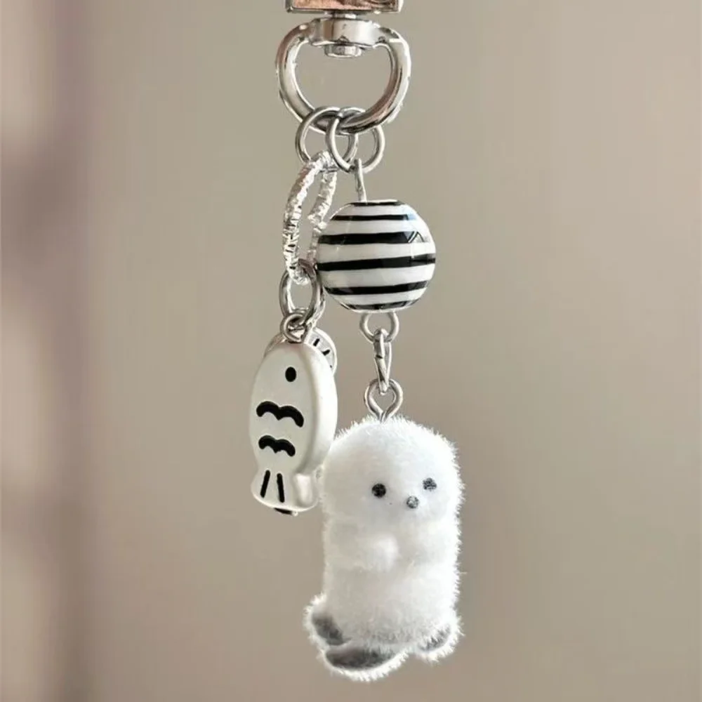 Flocking Cartoon Keychain Cute Seal Penguin Polar Bear Pendant Bag Decoration Keyring Car Key Holder Keychains Gift Fashionable Flocking Cartoon Keychain Cute Seal Penguin Polar Bear Pendant Bag Decoration Keyring Car Key Holder Keychains Gift Fashionable