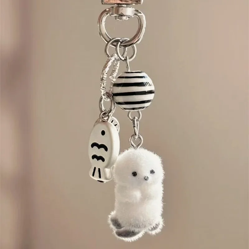 Flocking Cartoon Keychain Cute Seal Penguin Polar Bear Pendant Bag Decoration Keyring Car Key Holder Keychains Gift Fashionable Flocking Cartoon Keychain Cute Seal Penguin Polar Bear Pendant Bag Decoration Keyring Car Key Holder Keychains Gift Fashionable