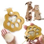 Leather Memorial Pet Hair Storage Bag Cat Paw Keychain Handmade Homemade Pet Memorial Keychain