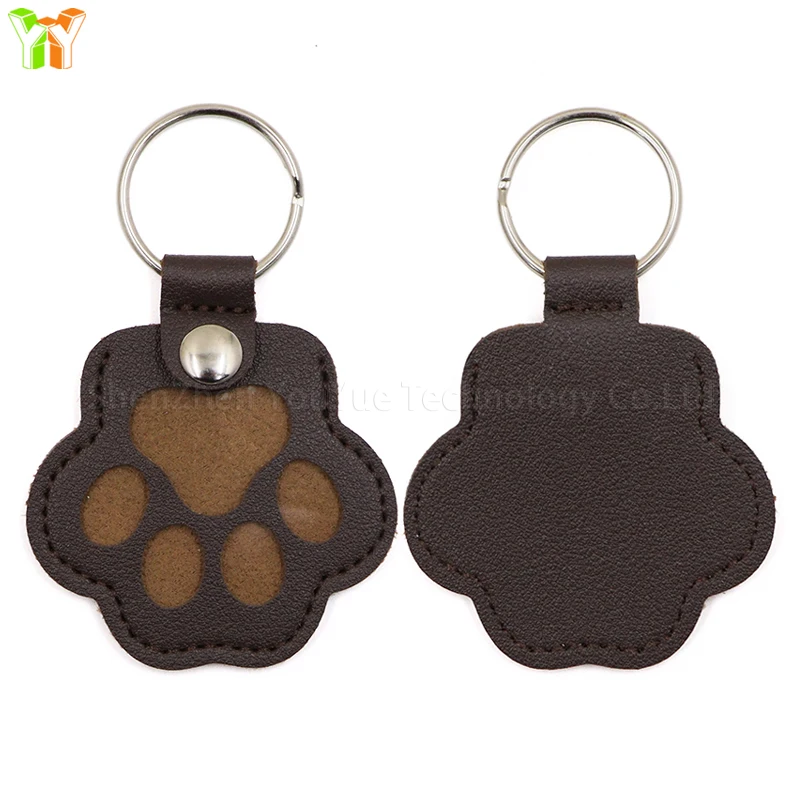 Leather Memorial Pet Hair Storage Bag Cat Paw Keychain Handmade Homemade Pet Memorial Keychain