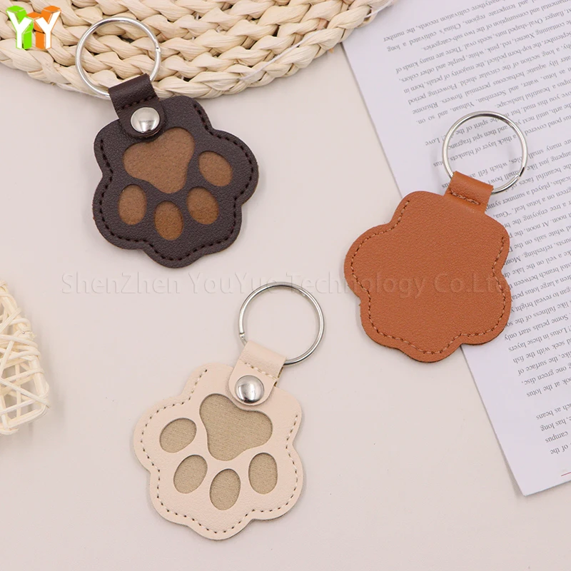 Leather Memorial Pet Hair Storage Bag Cat Paw Keychain Handmade Homemade Pet Memorial Keychain